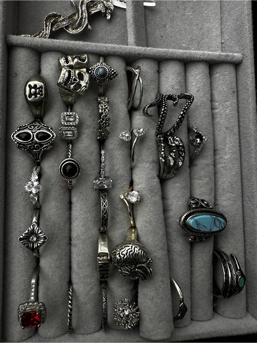Assorted Silver-Tone Women’s Rings with Turquoise Accent